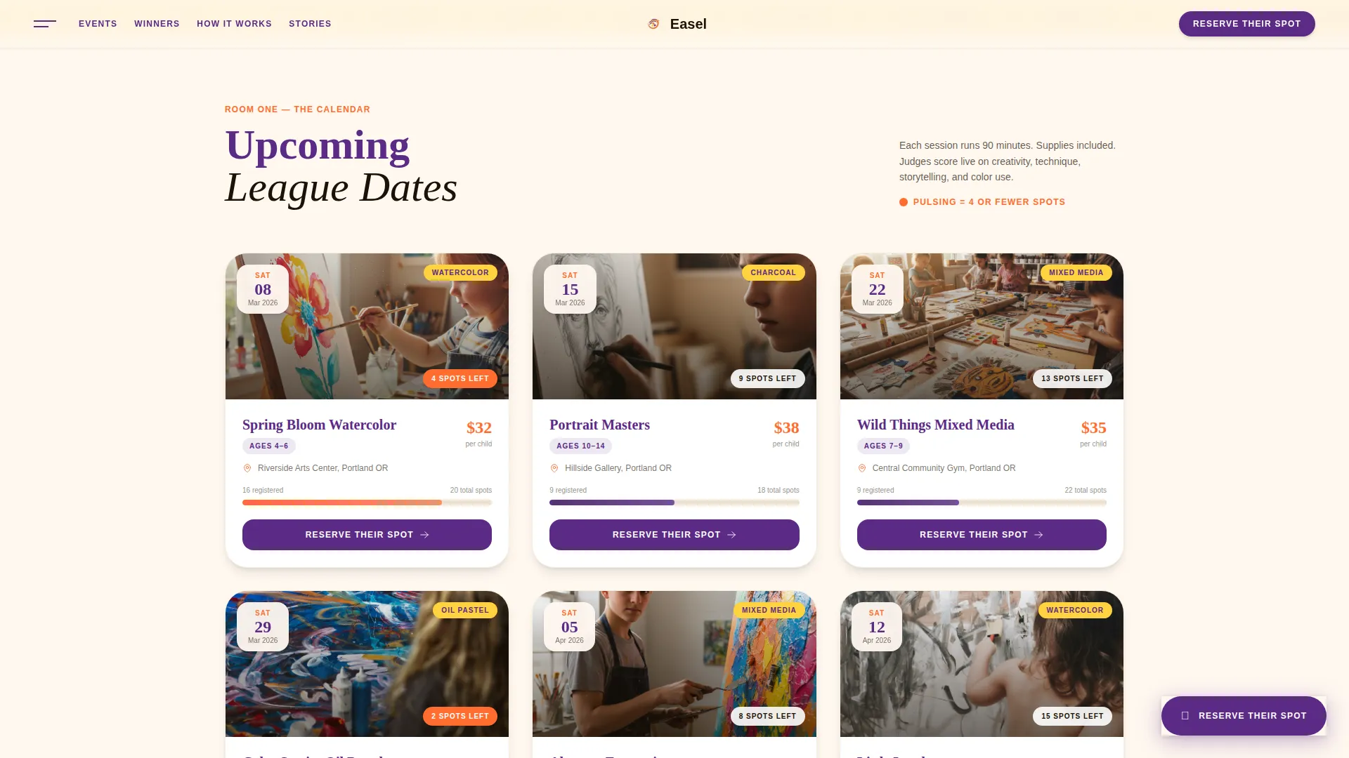 Kids Art Competition League Landing Page Template