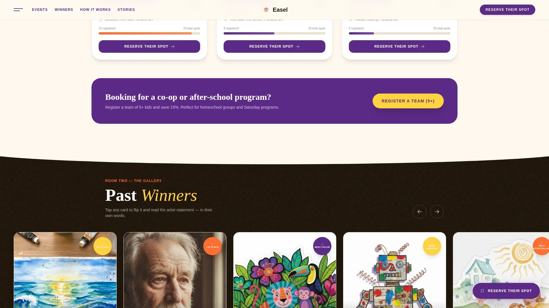 Kids Art Competition League Landing Page Template