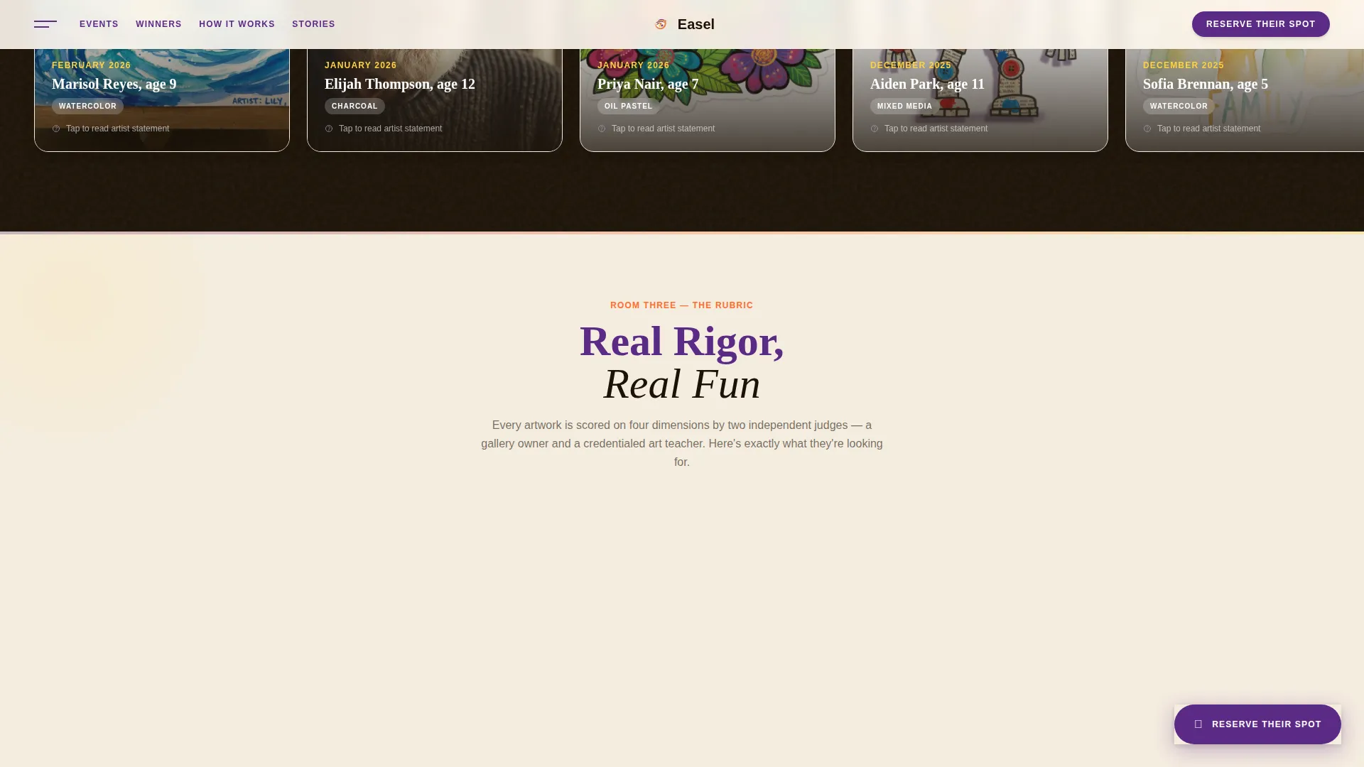 Kids Art Competition League Landing Page Template