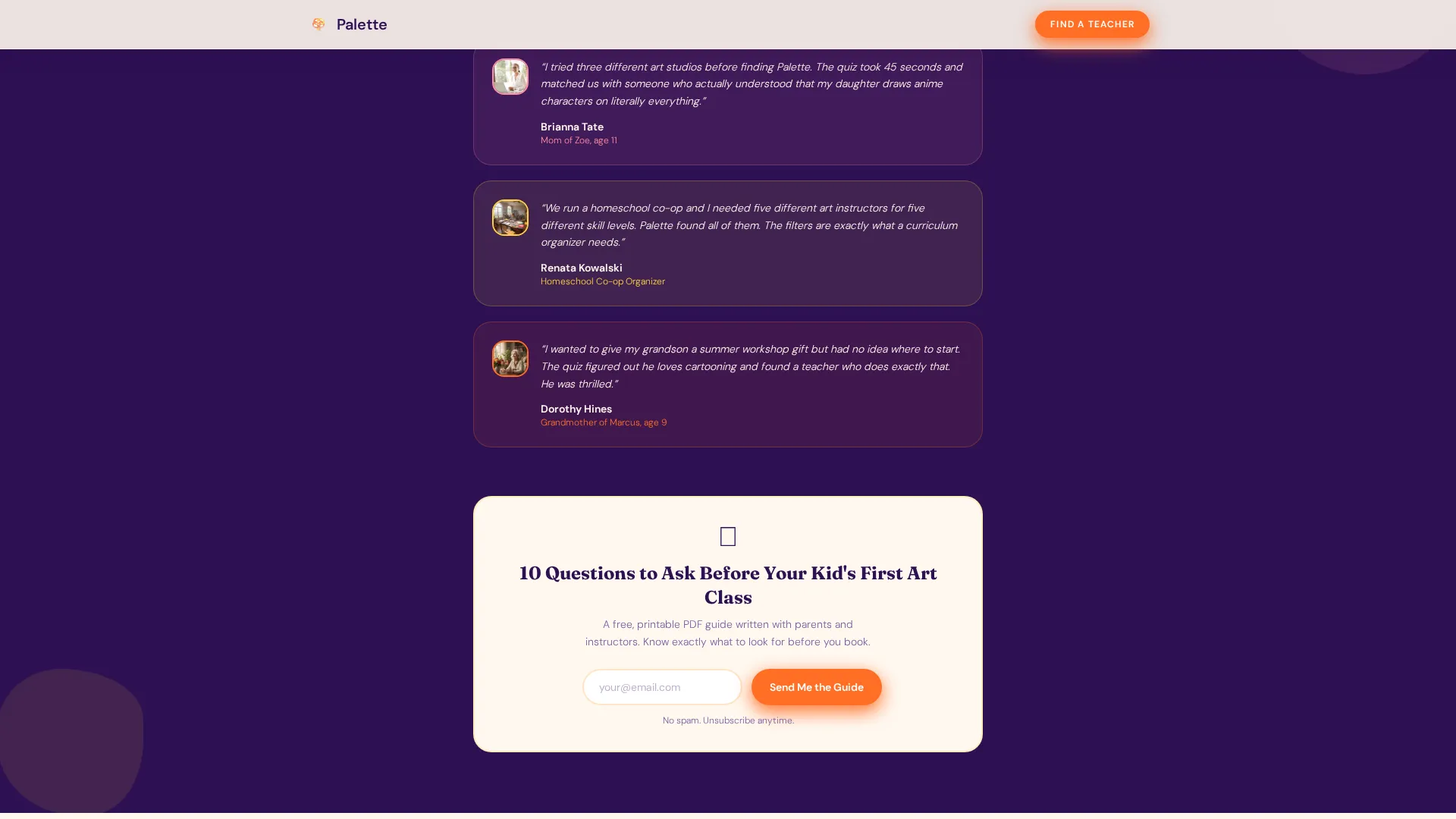 Kids Art Instructor Directory Landing Page Template