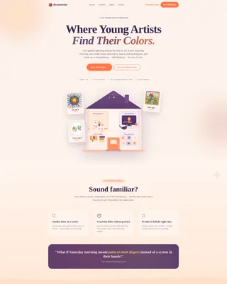 Kids Painting & Drawing Online Class Landing Page
