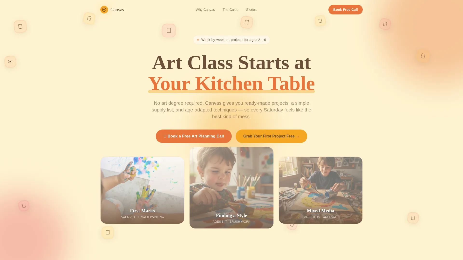 Kids Art Landing Page Template for Parent Guides