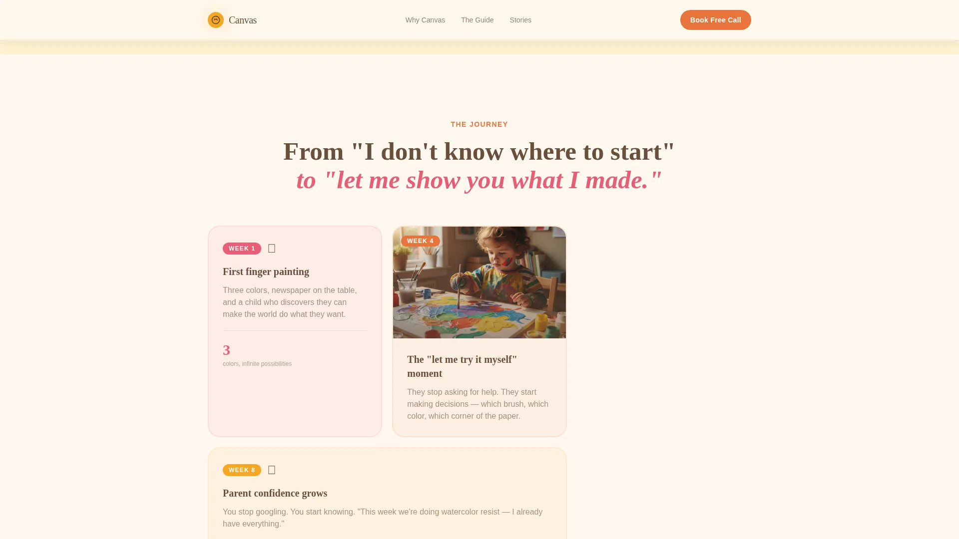 Kids Art Landing Page Template for Parent Guides