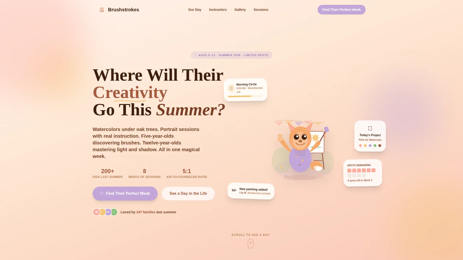 Kids Art Camp Landing Page Template