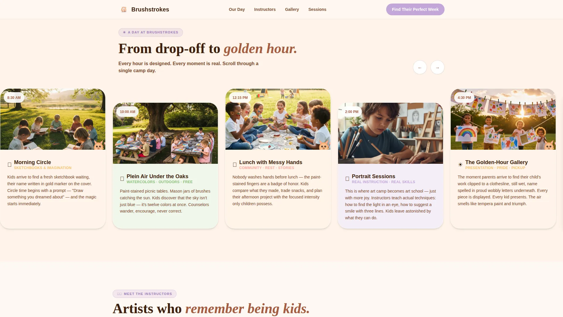 Kids Art Camp Landing Page Template