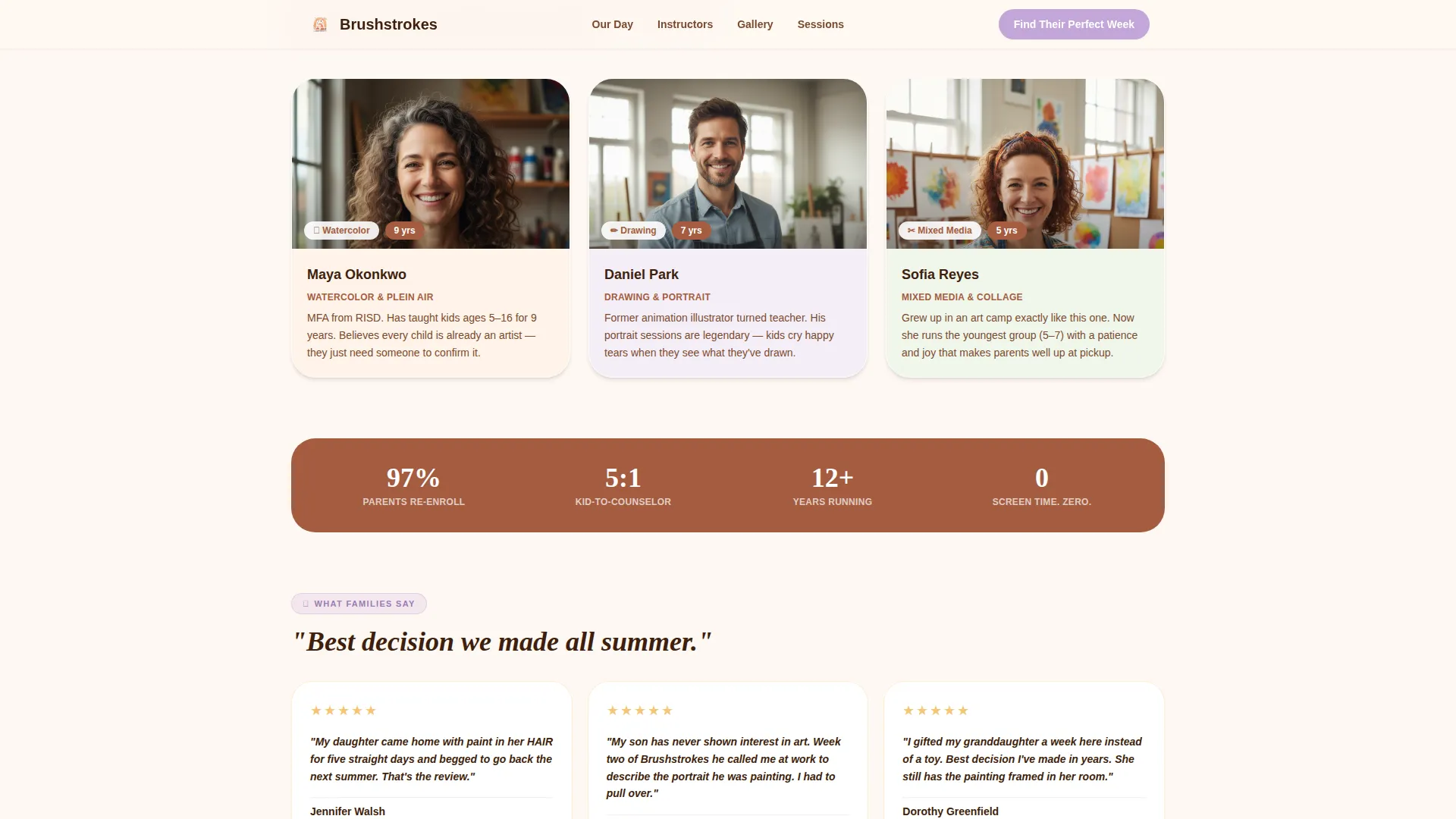 Kids Art Camp Landing Page Template