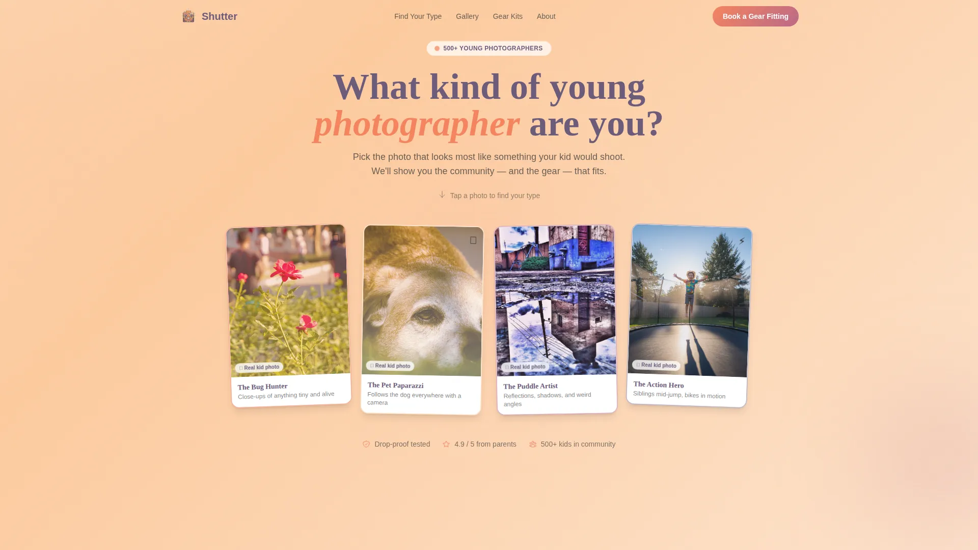 Kids Photography Gear Store Landing Page Template