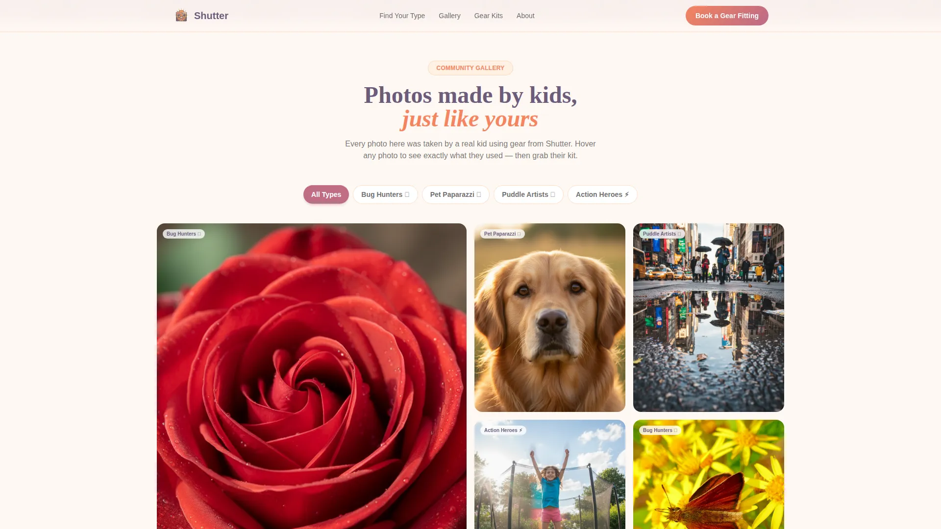 Kids Photography Gear Store Landing Page Template