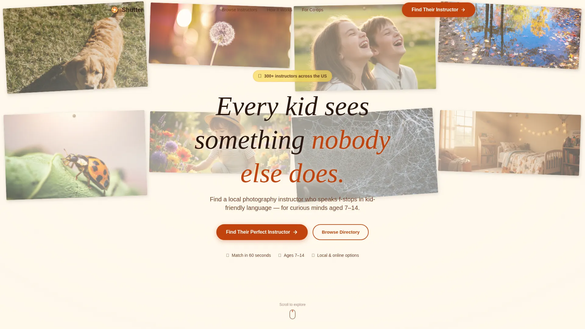 Kids Photography Instructor Directory Landing Page