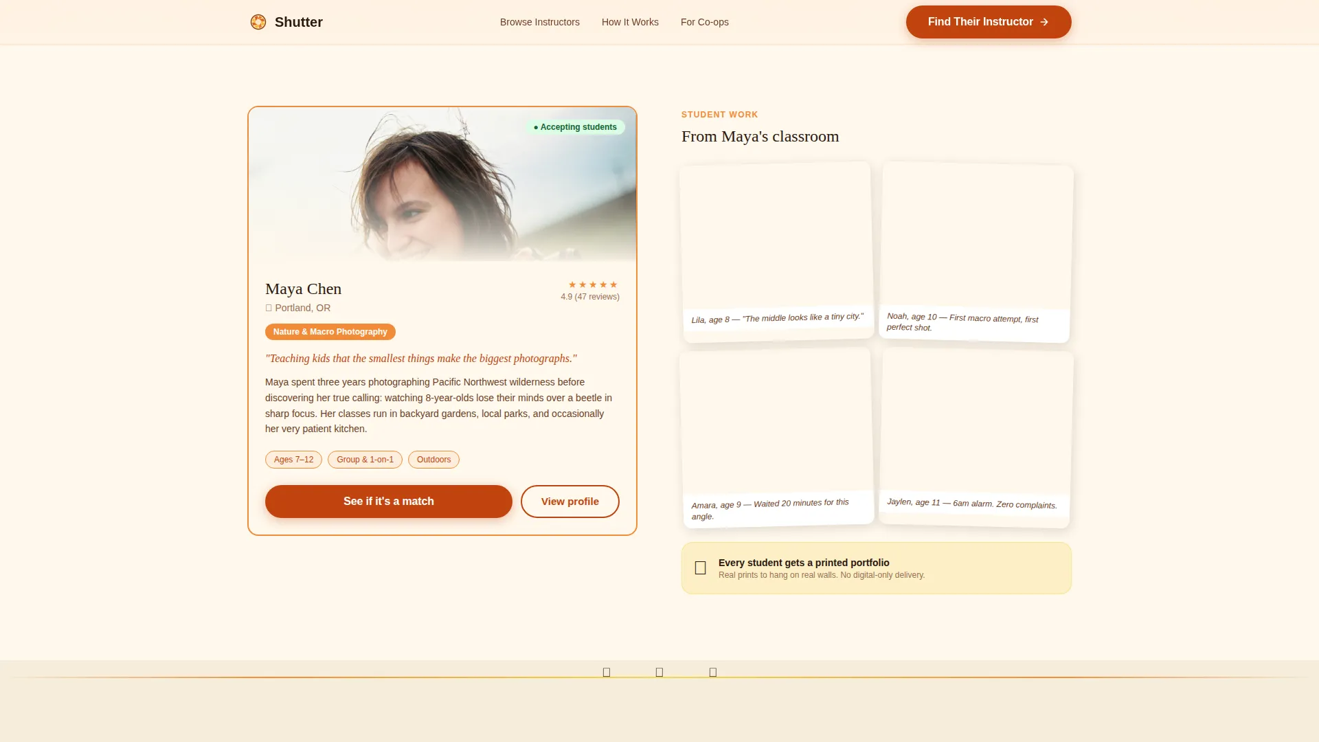 Kids Photography Instructor Directory Landing Page