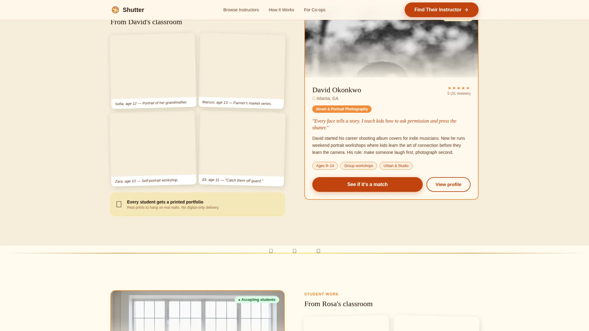 Kids Photography Instructor Directory Landing Page