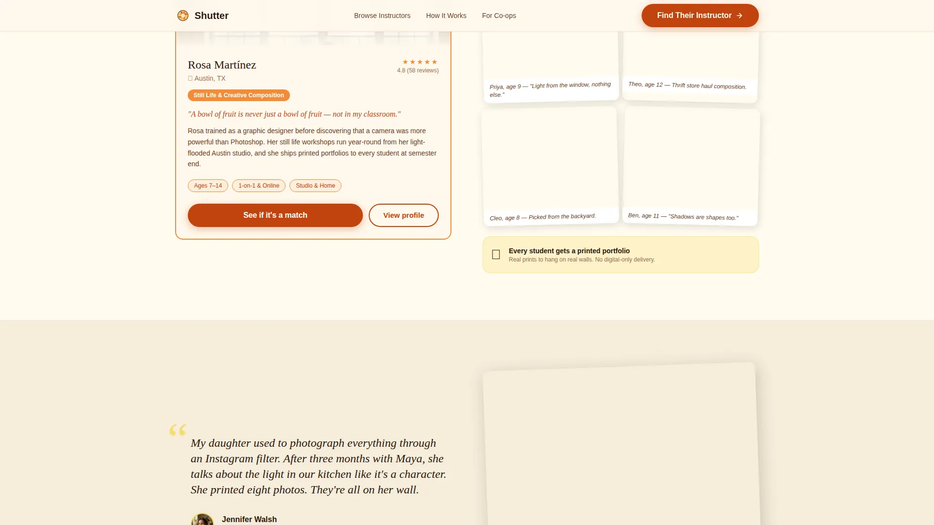 Kids Photography Instructor Directory Landing Page