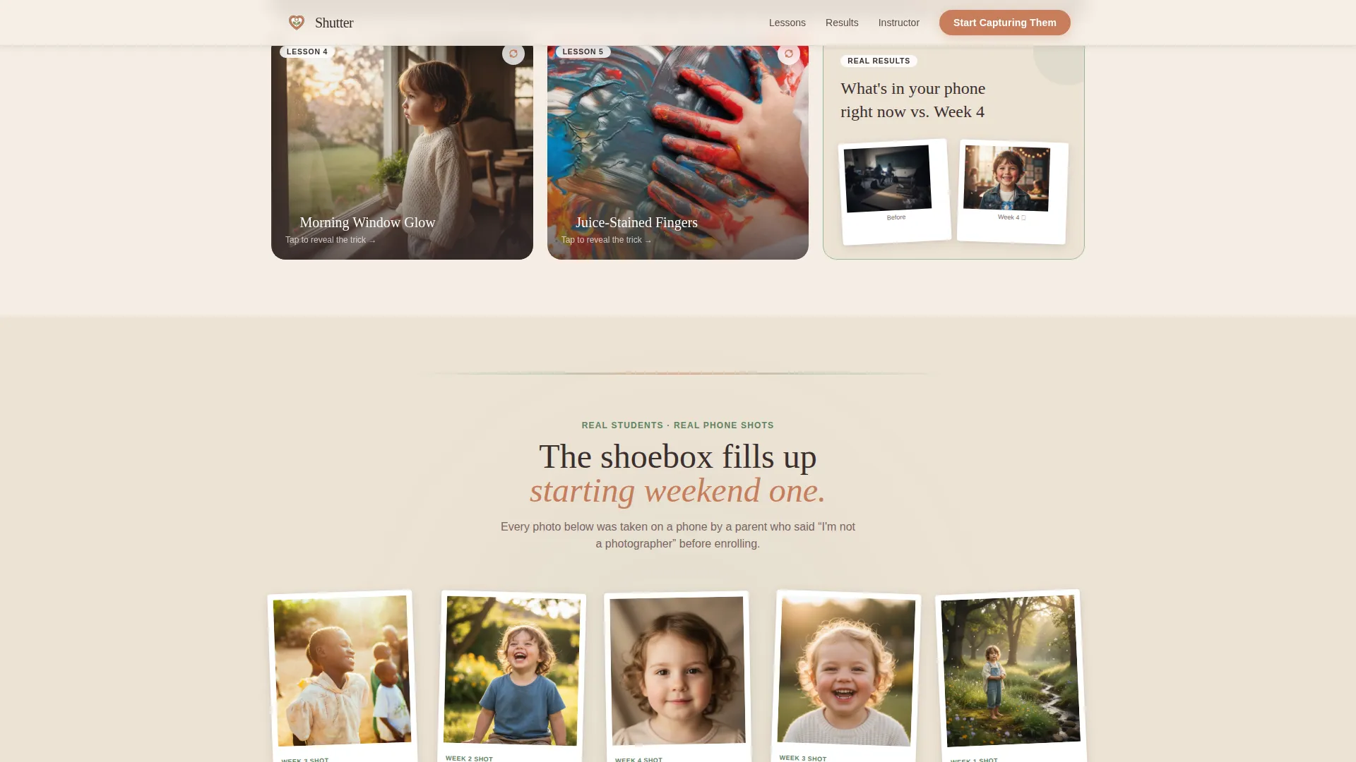 Phone Photography Landing Page for Parent Courses