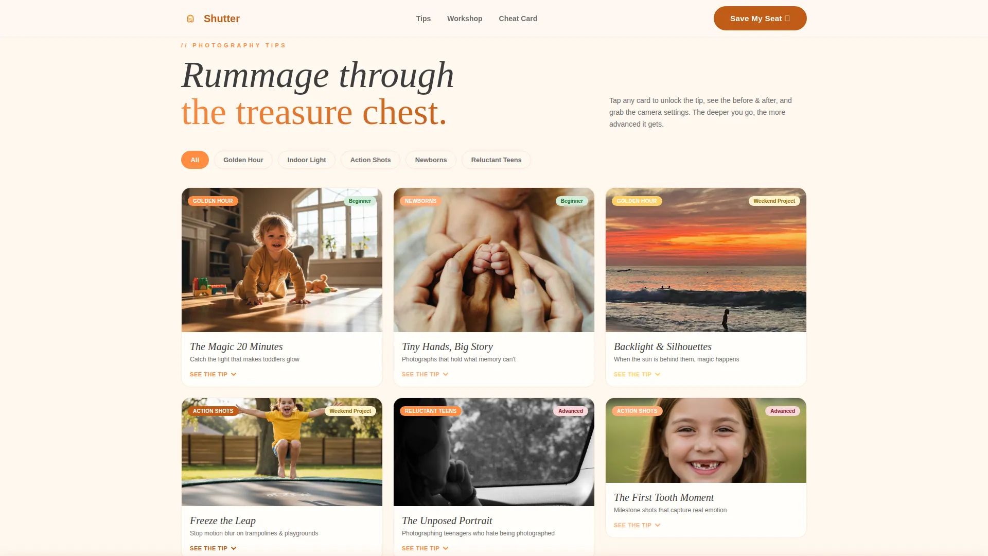 Kids Photography Parent Resource Landing Page