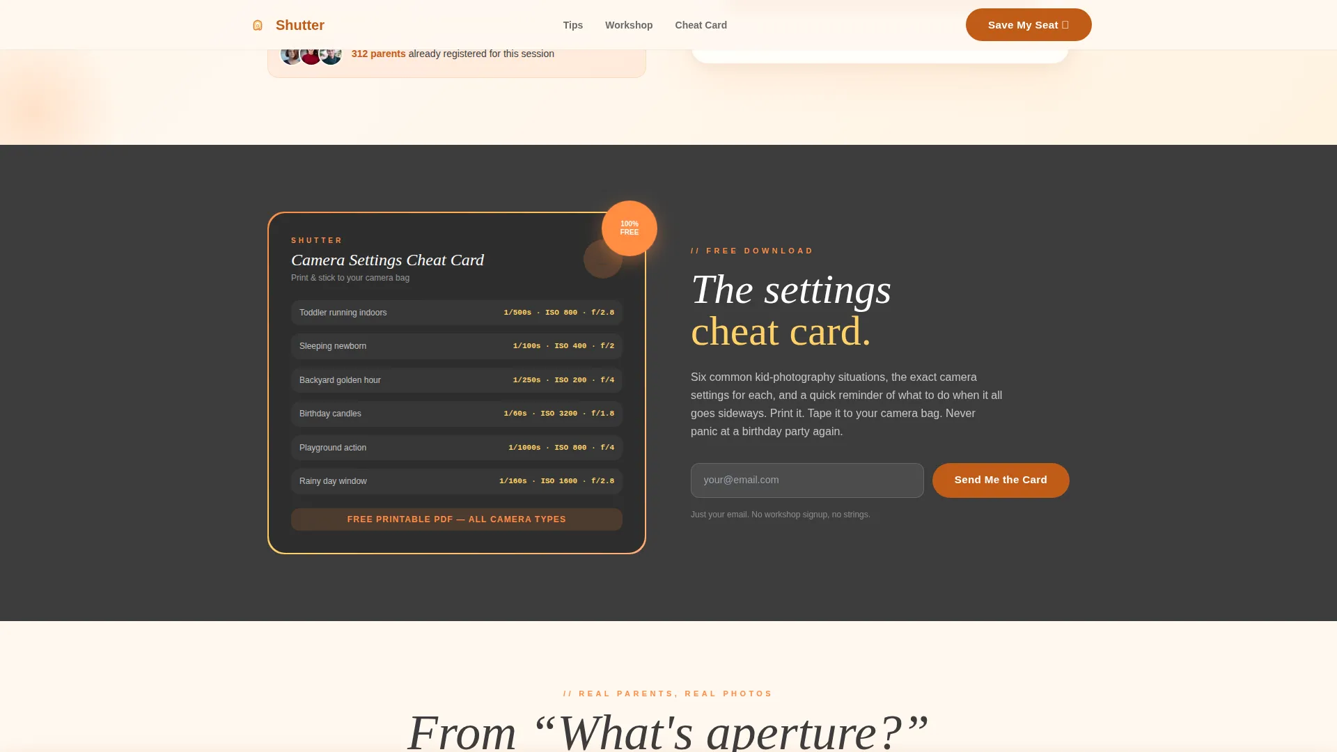 Kids Photography Parent Resource Landing Page