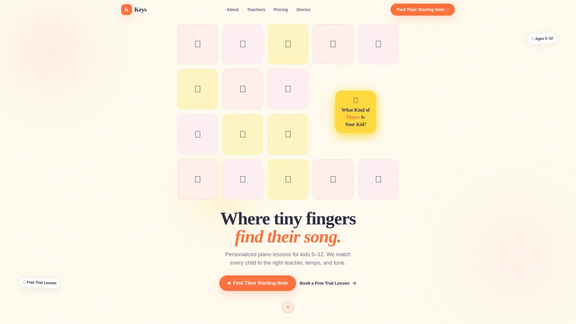 Playful Kids Piano Academy Landing Page Template