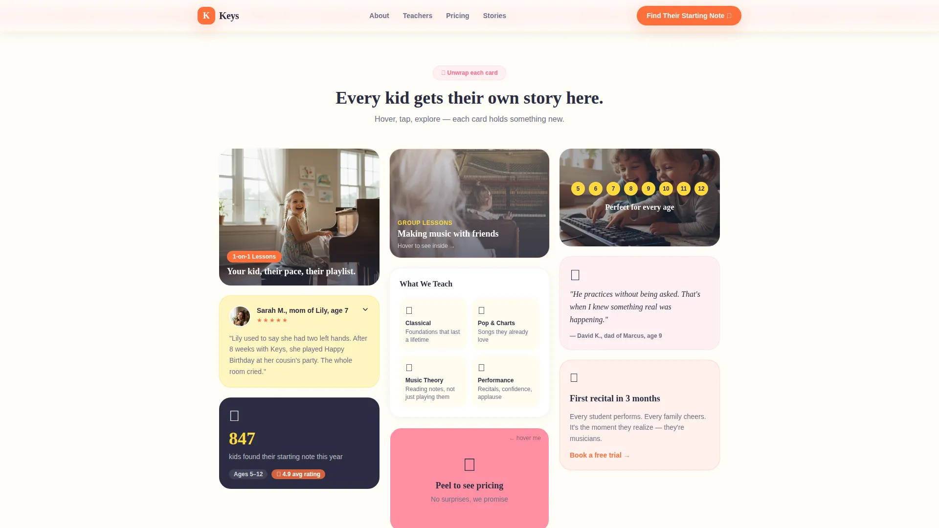 Playful Kids Piano Academy Landing Page Template