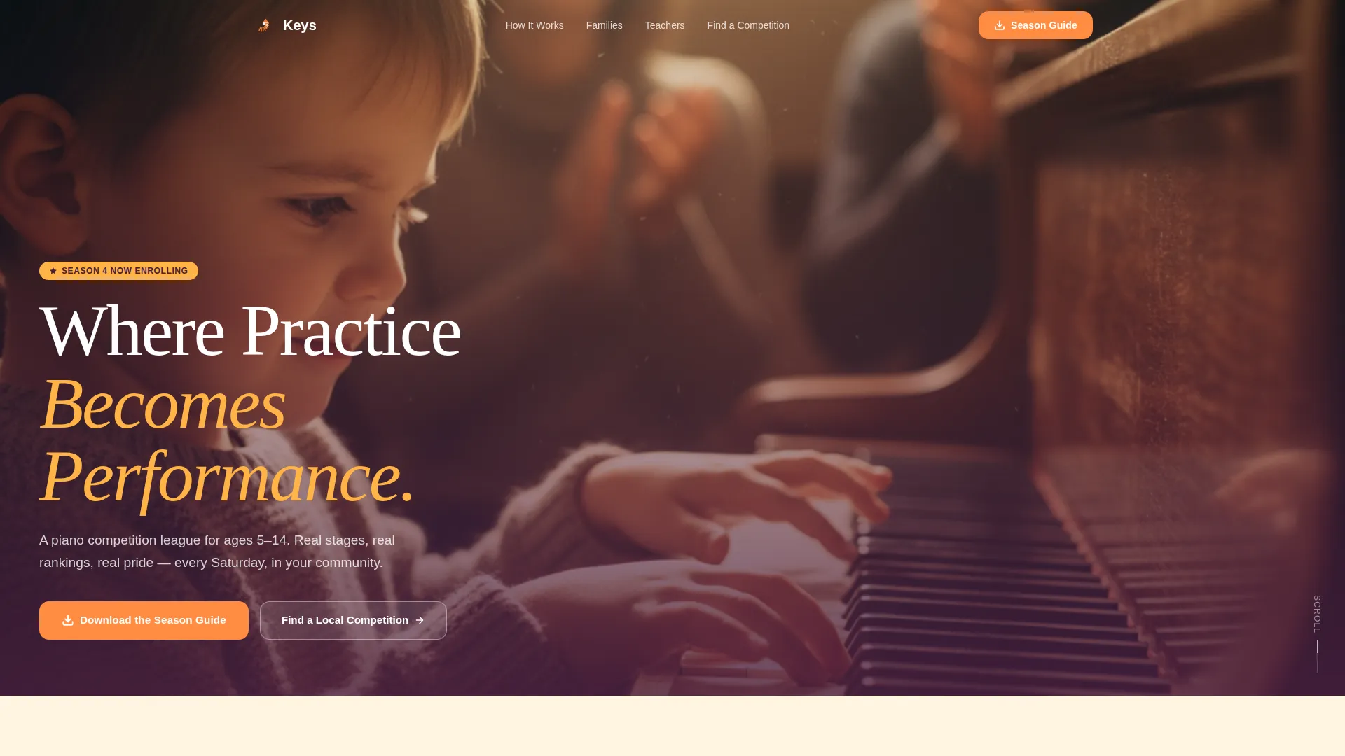 Kids Piano Competition League Landing Page Template