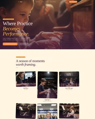 Kids Piano Competition League Landing Page Template