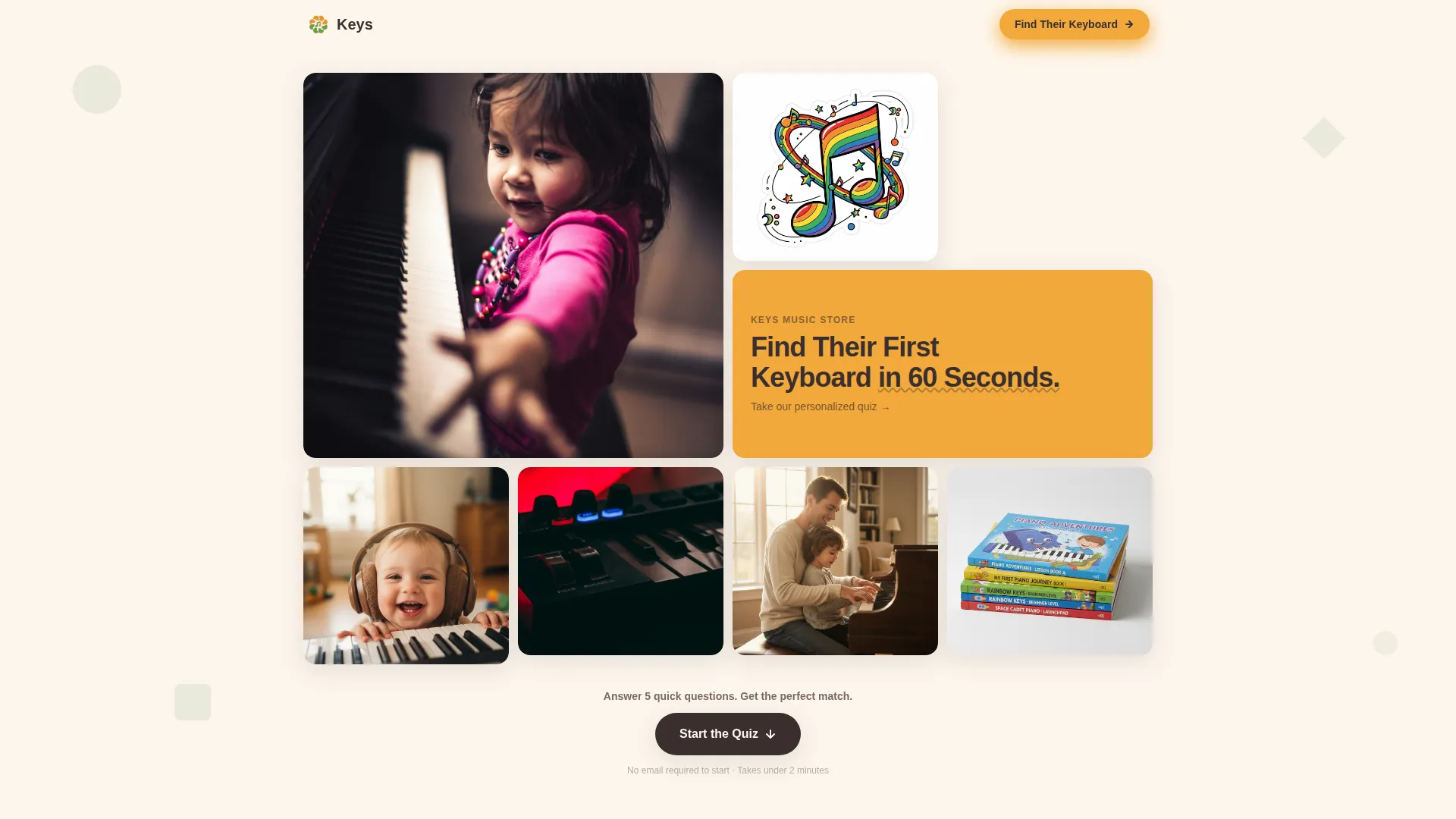 Kids Keyboard & Piano Gear Landing Page Template