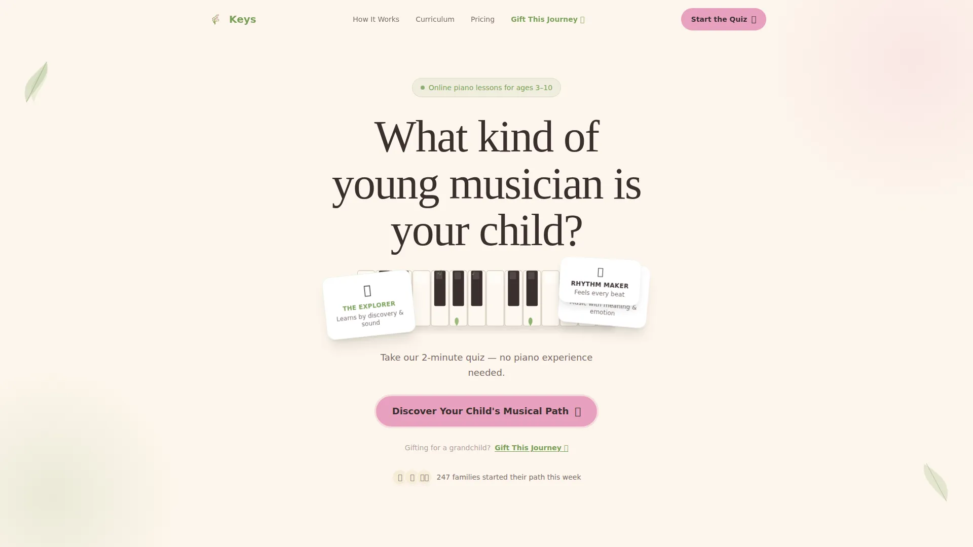 Kids Piano & Keyboard Online Class Landing Page Template