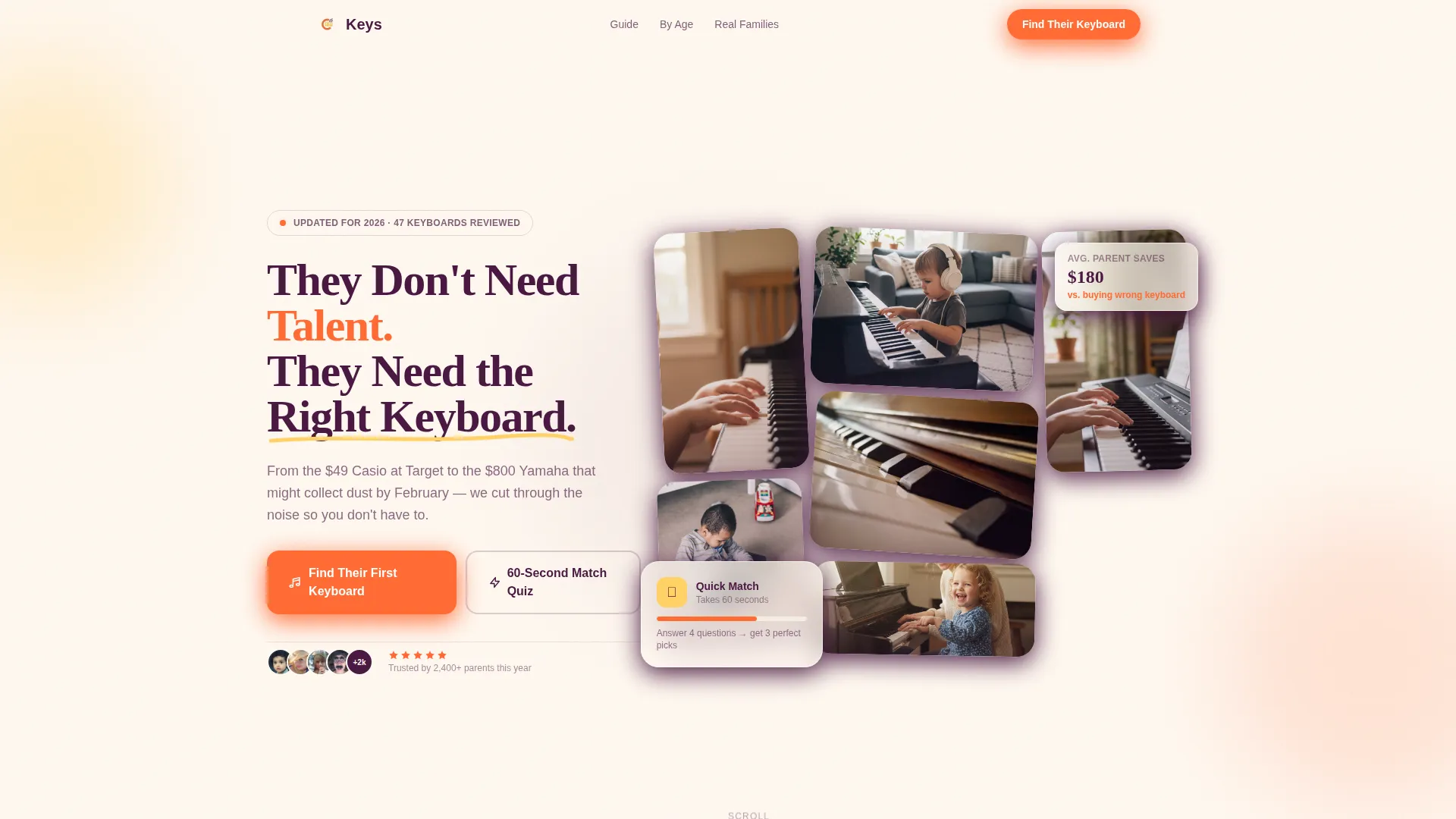 Kids Piano & Keyboard Parent Resource Landing Page