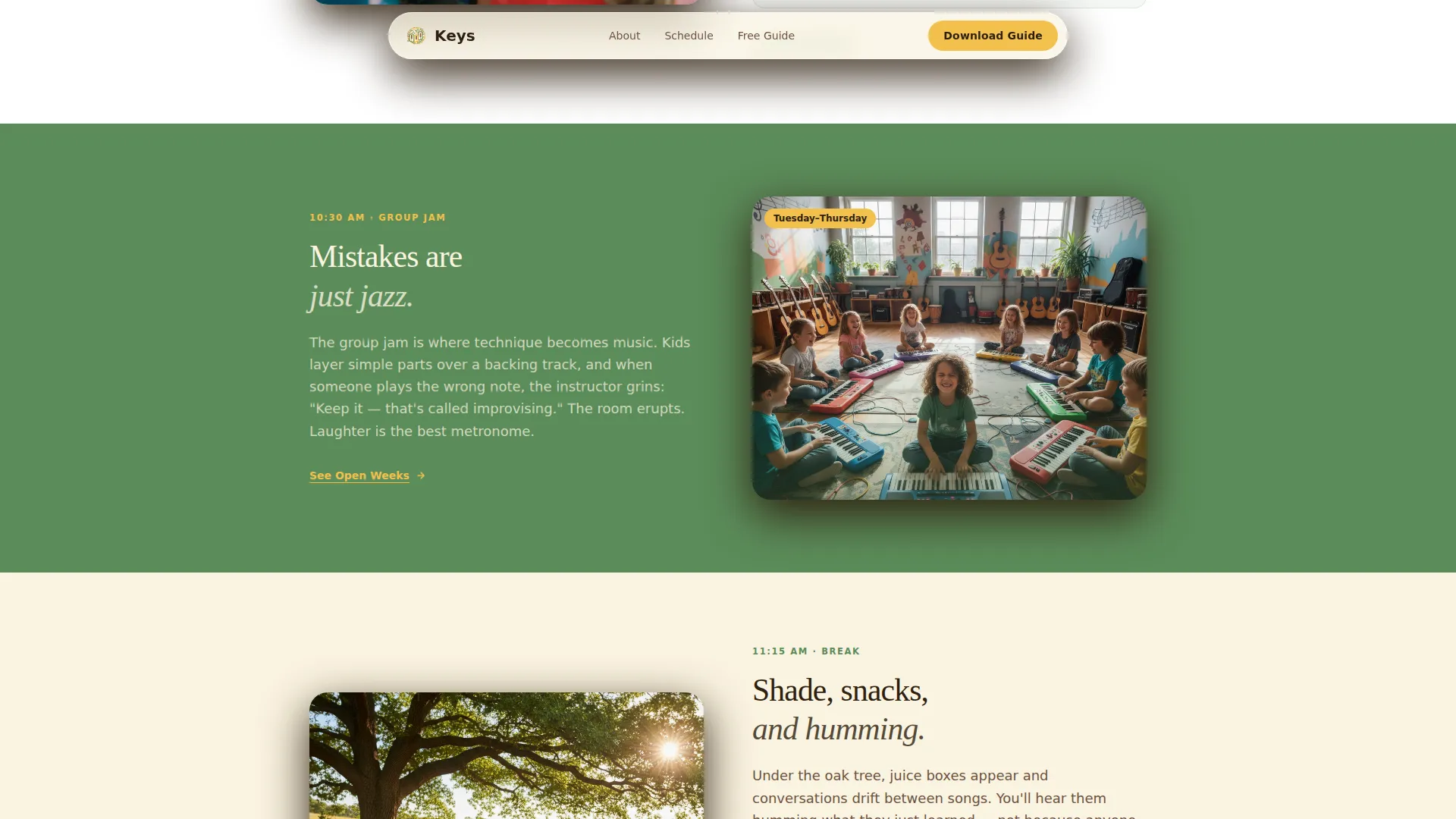 Kids Piano Summer Camp Landing Page Template
