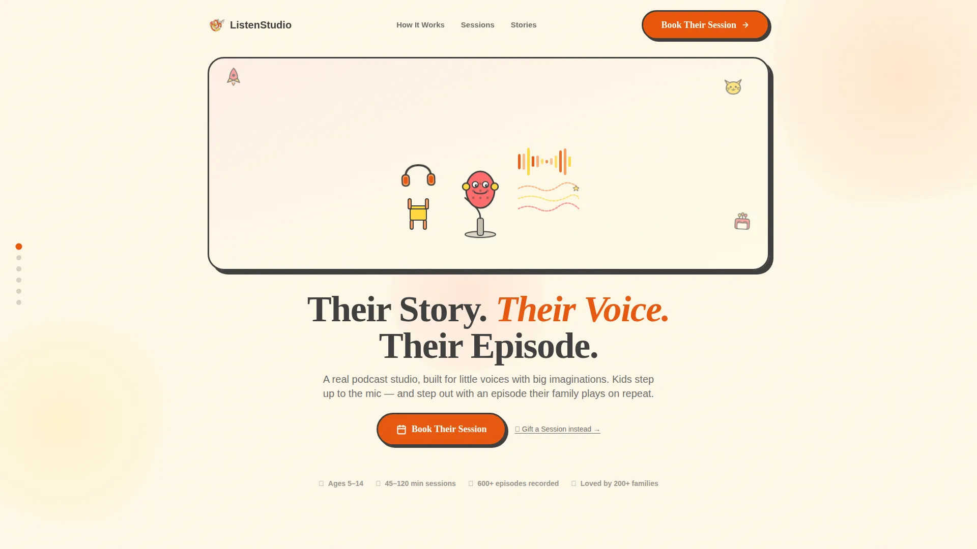 Kids Podcast Studio Booking Landing Page Template