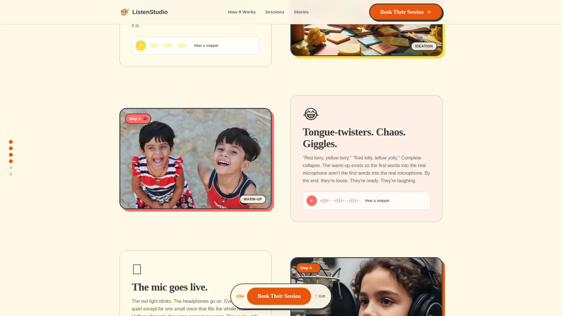 Kids Podcast Studio Booking Landing Page Template