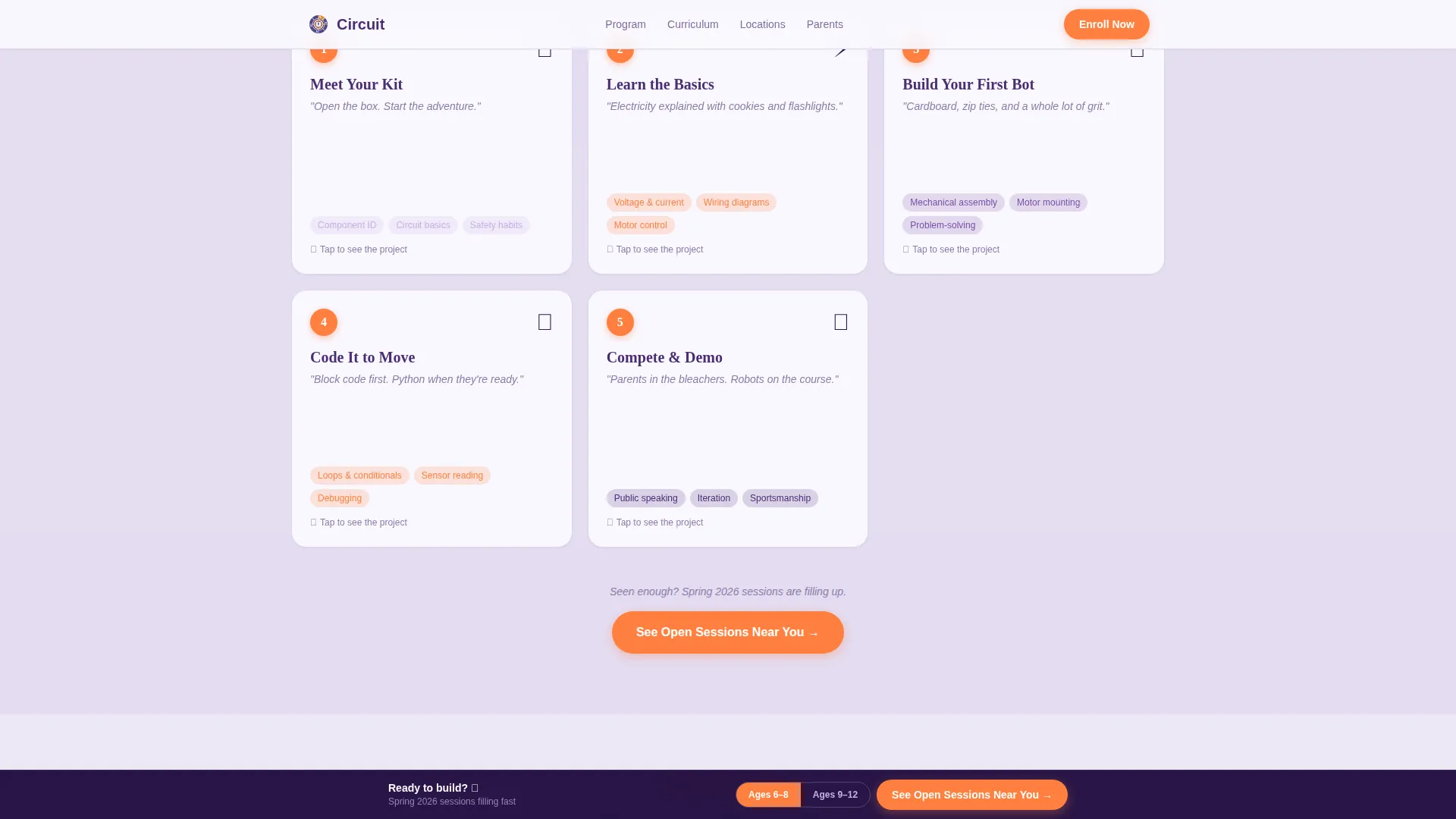 Kids Robotics After-School Program Landing Page