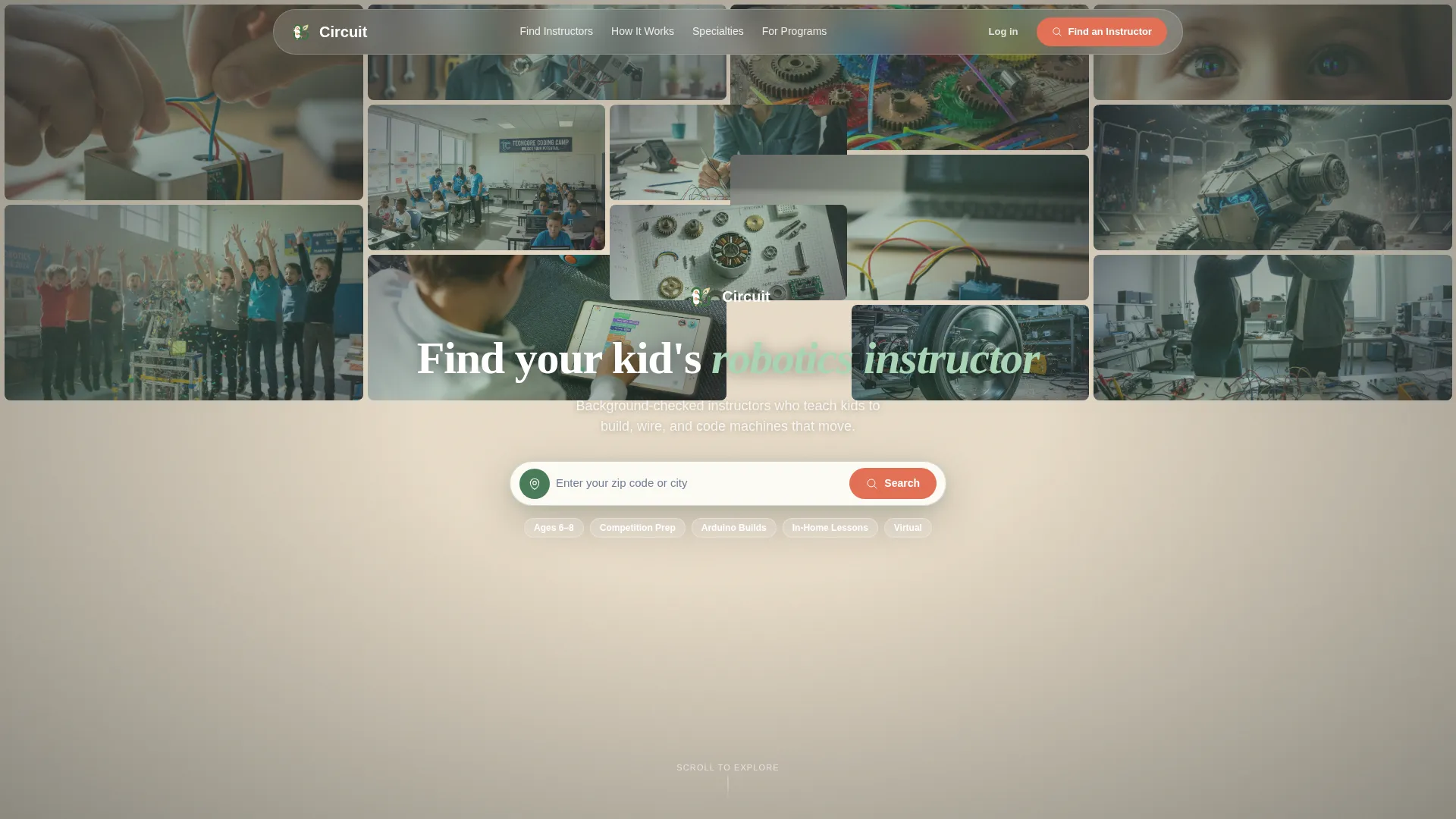 Kids Robotics Instructor Directory Landing Page