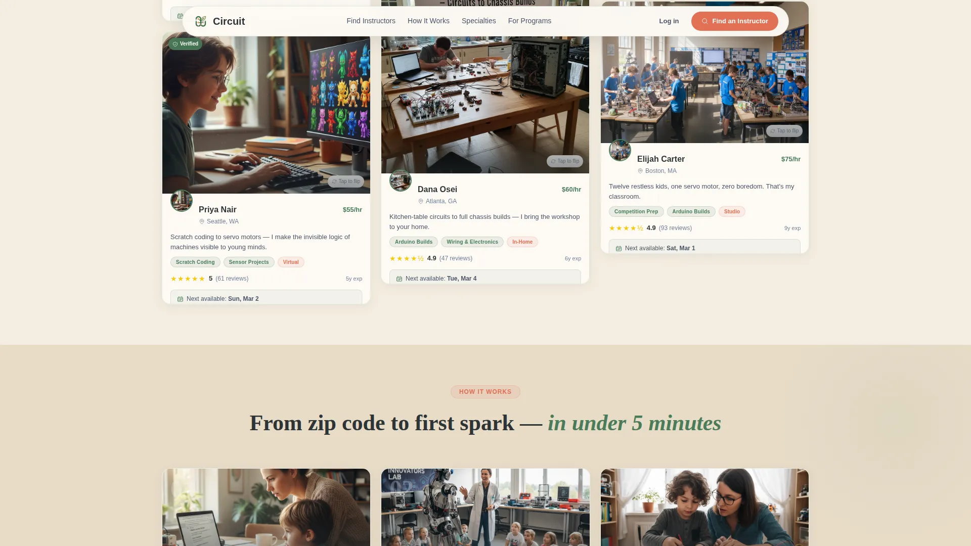 Kids Robotics Instructor Directory Landing Page