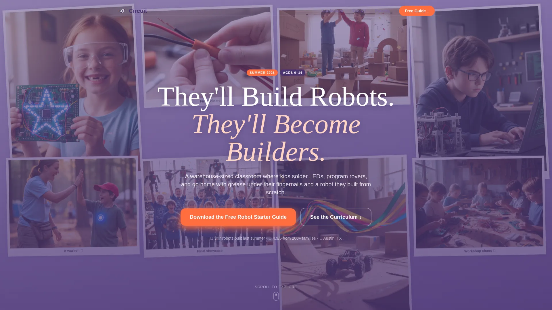 Kids Robotics Summer Camp Landing Page Template