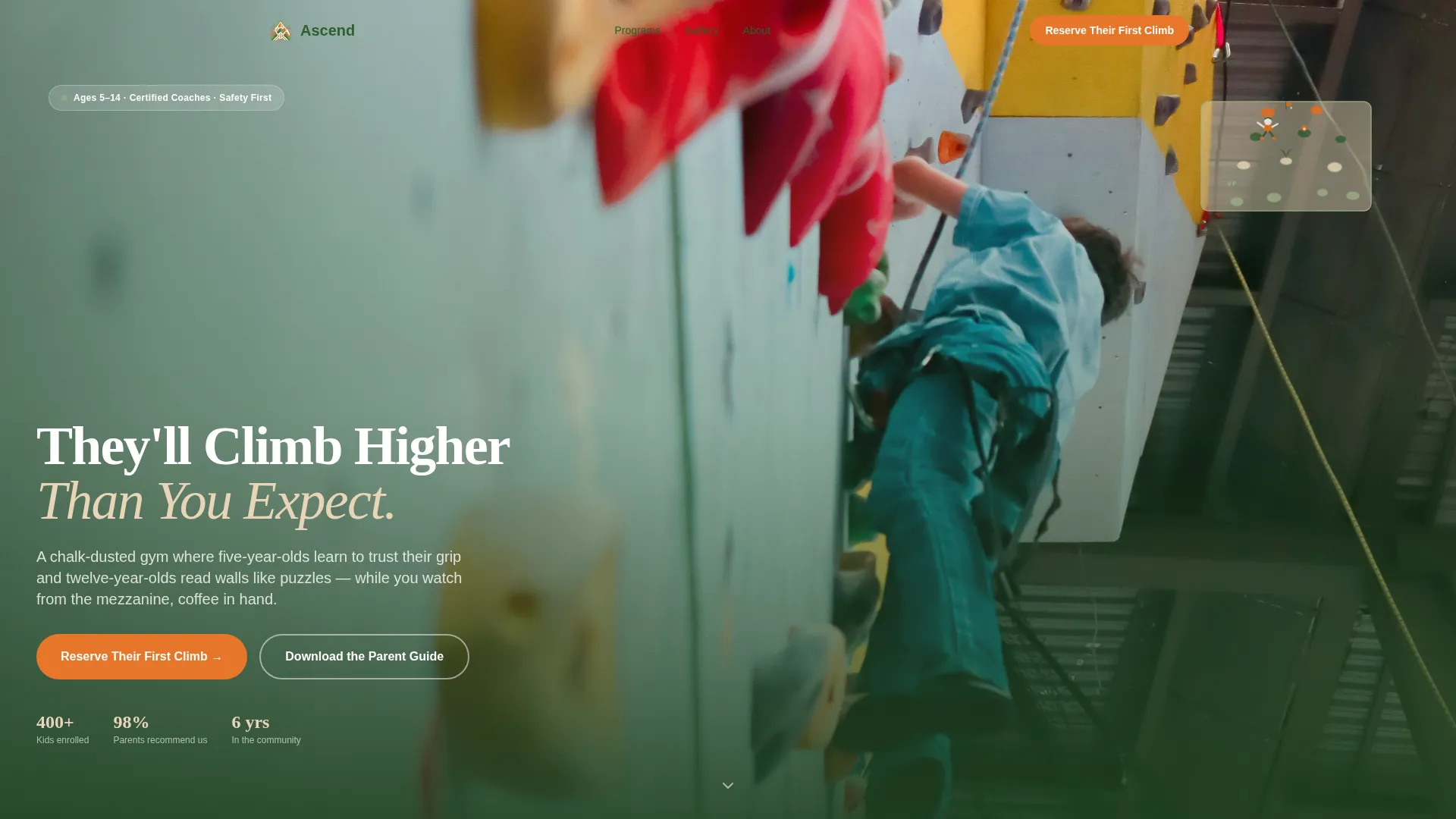 Kids Rock Climbing Academy Landing Page Template