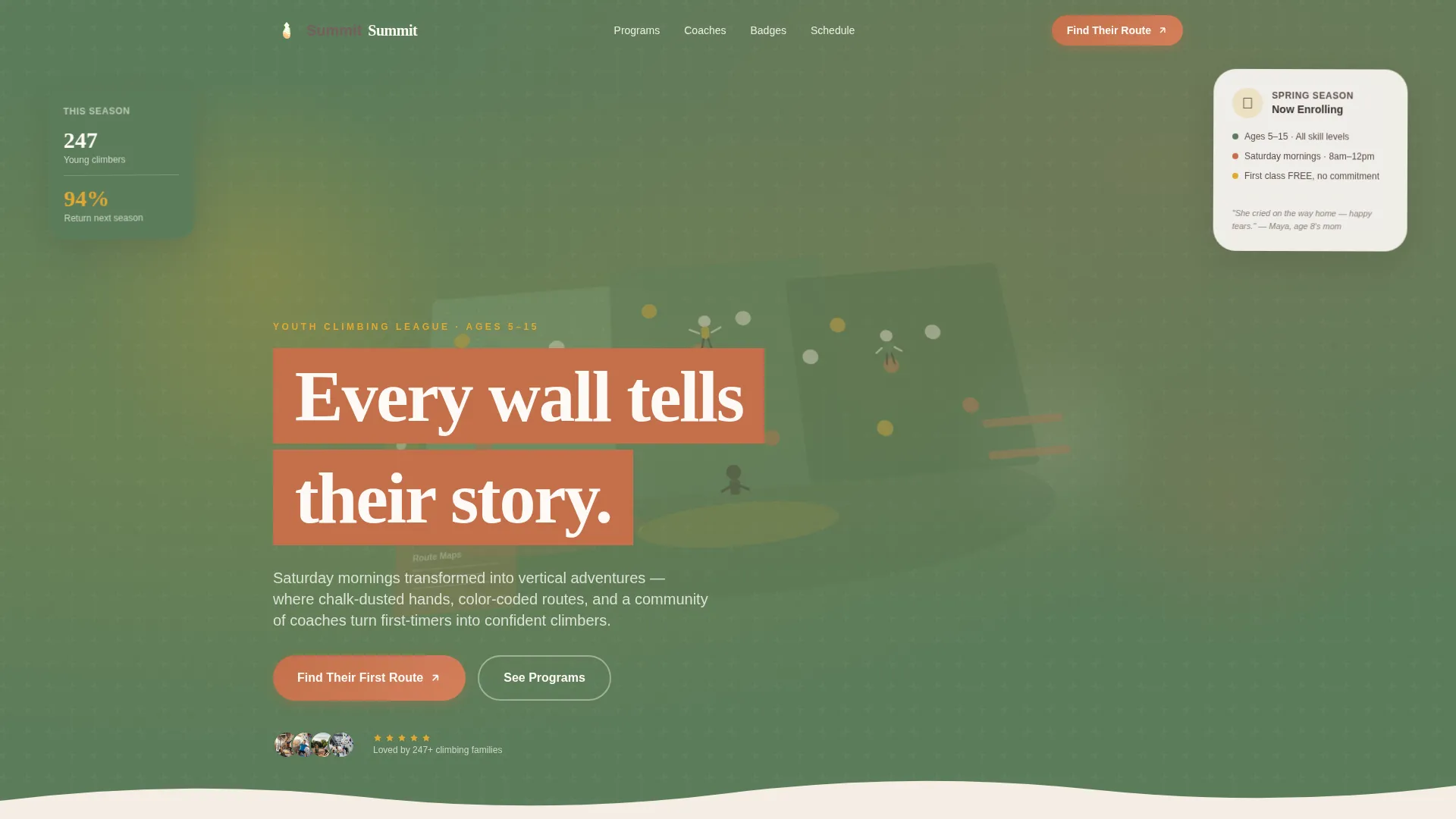 Kids Rock Climbing League Landing Page Template