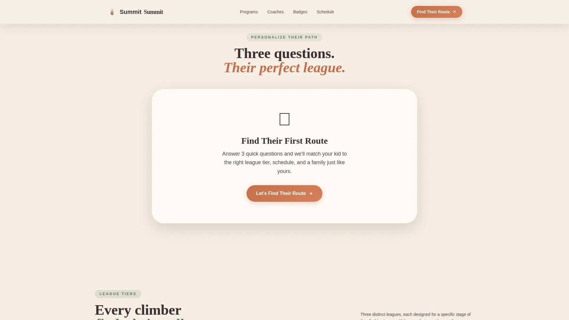 Kids Rock Climbing League Landing Page Template