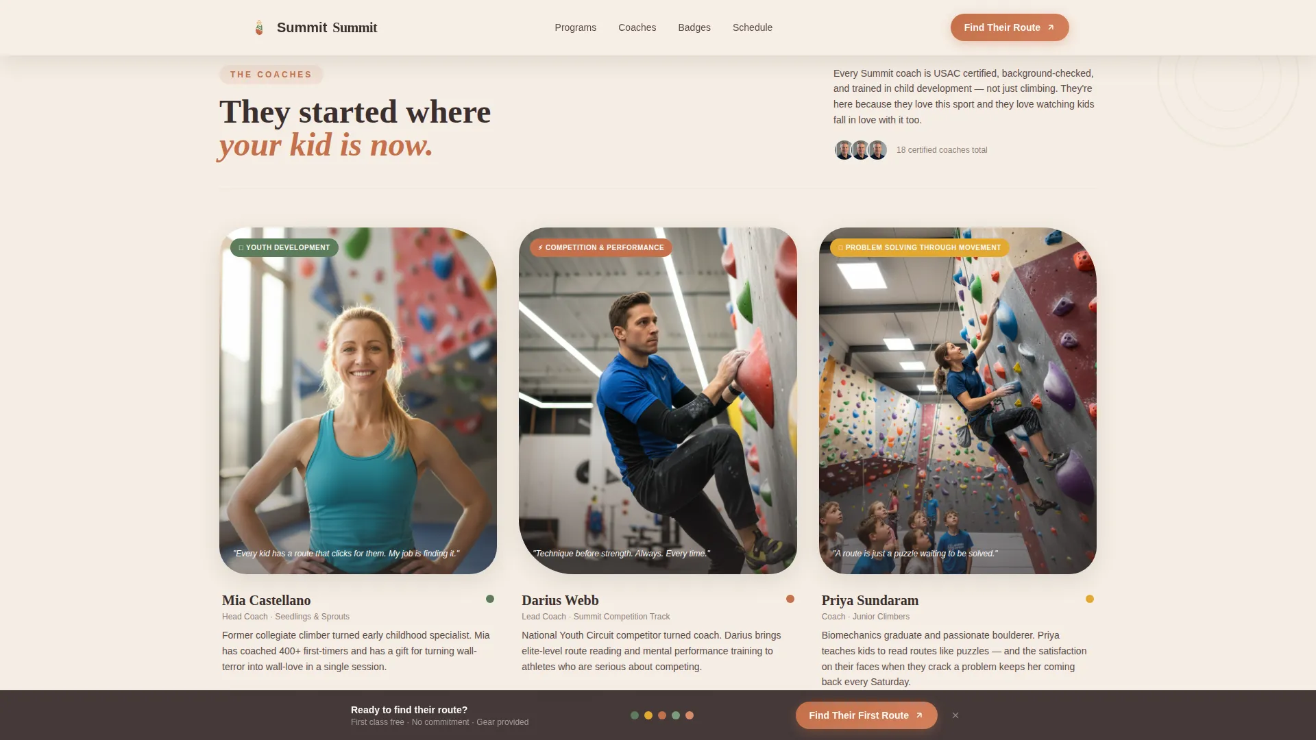 Kids Rock Climbing League Landing Page Template
