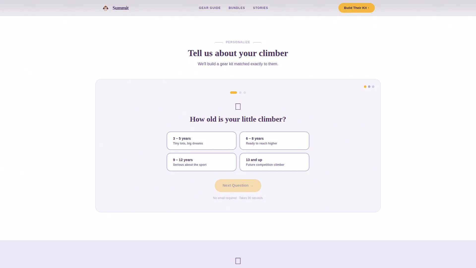 Kids Climbing Gear Landing Page Template