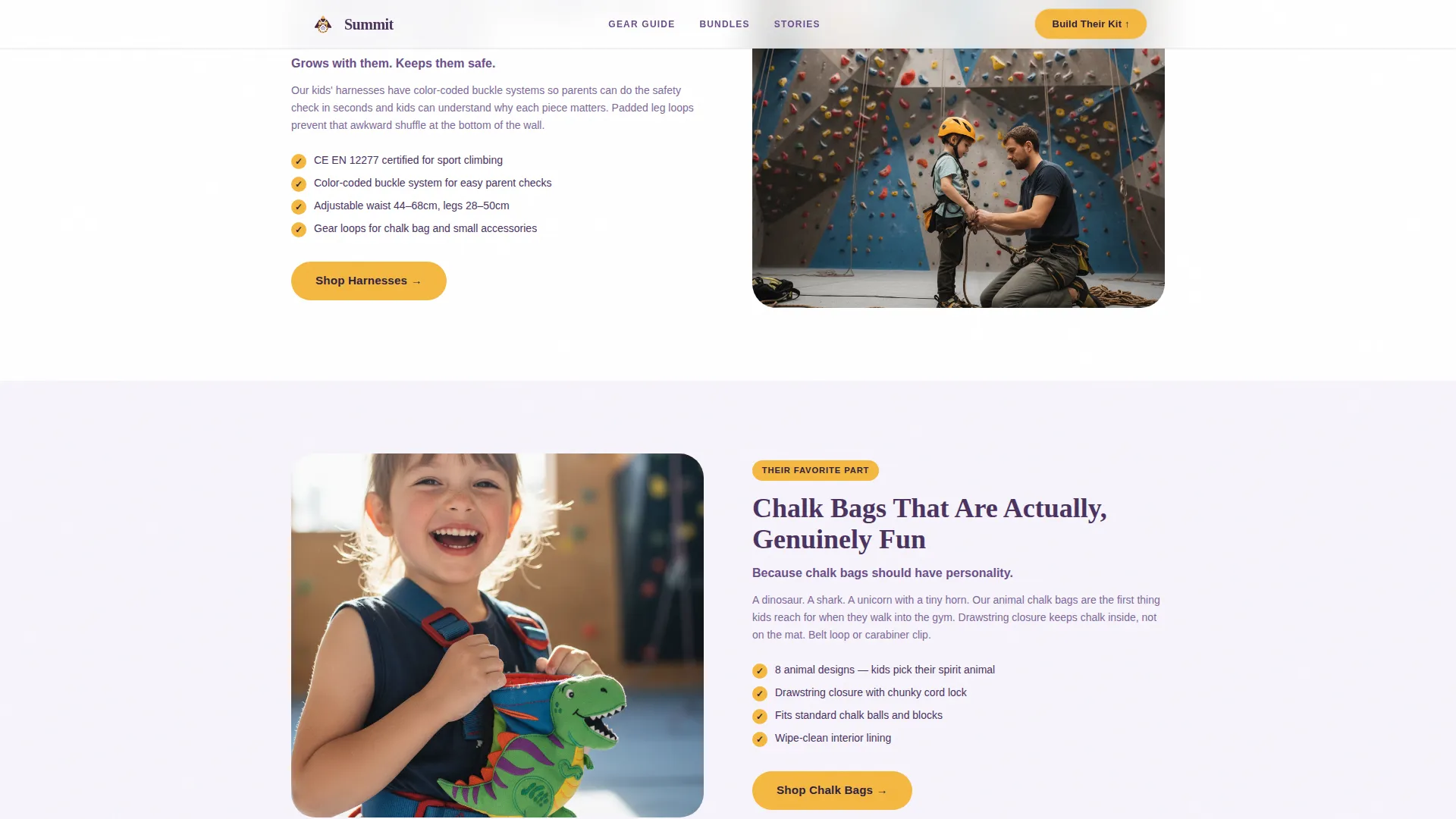 Kids Climbing Gear Landing Page Template