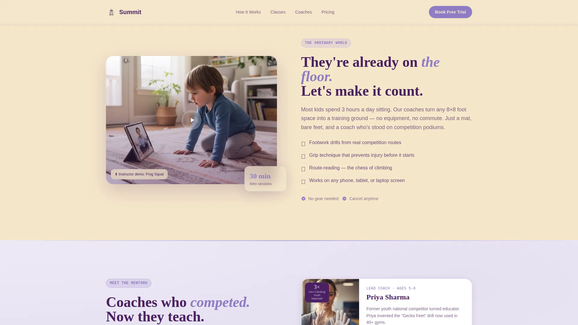 Kids Rock Climbing Landing Page Template