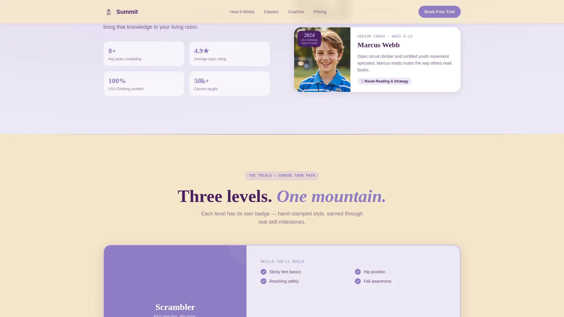 Kids Rock Climbing Landing Page Template