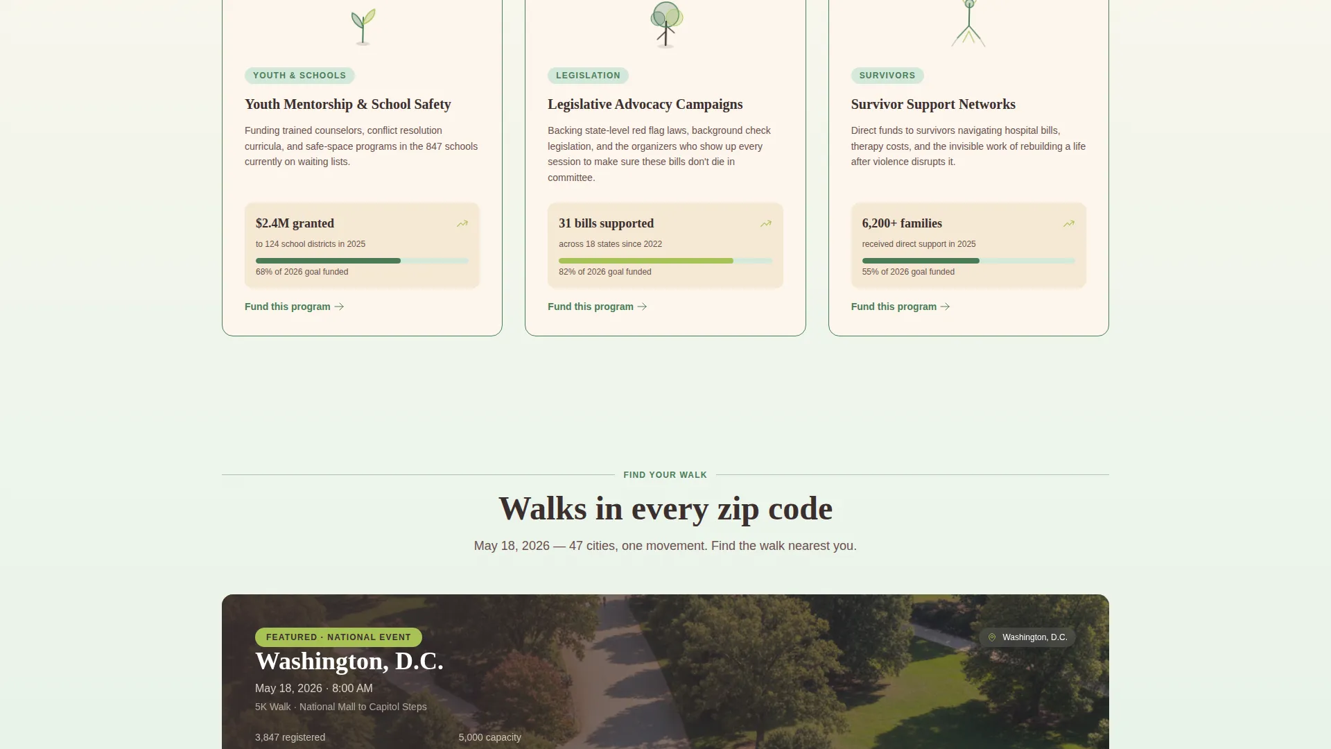 Gun Violence Prevention Fundraising Landing Page