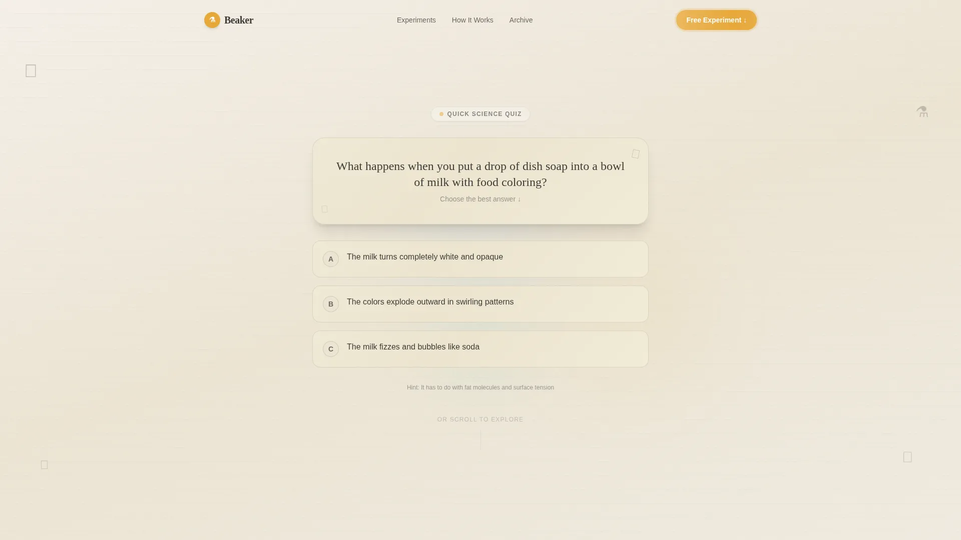 Kids Science Landing Page Template | Card Grid