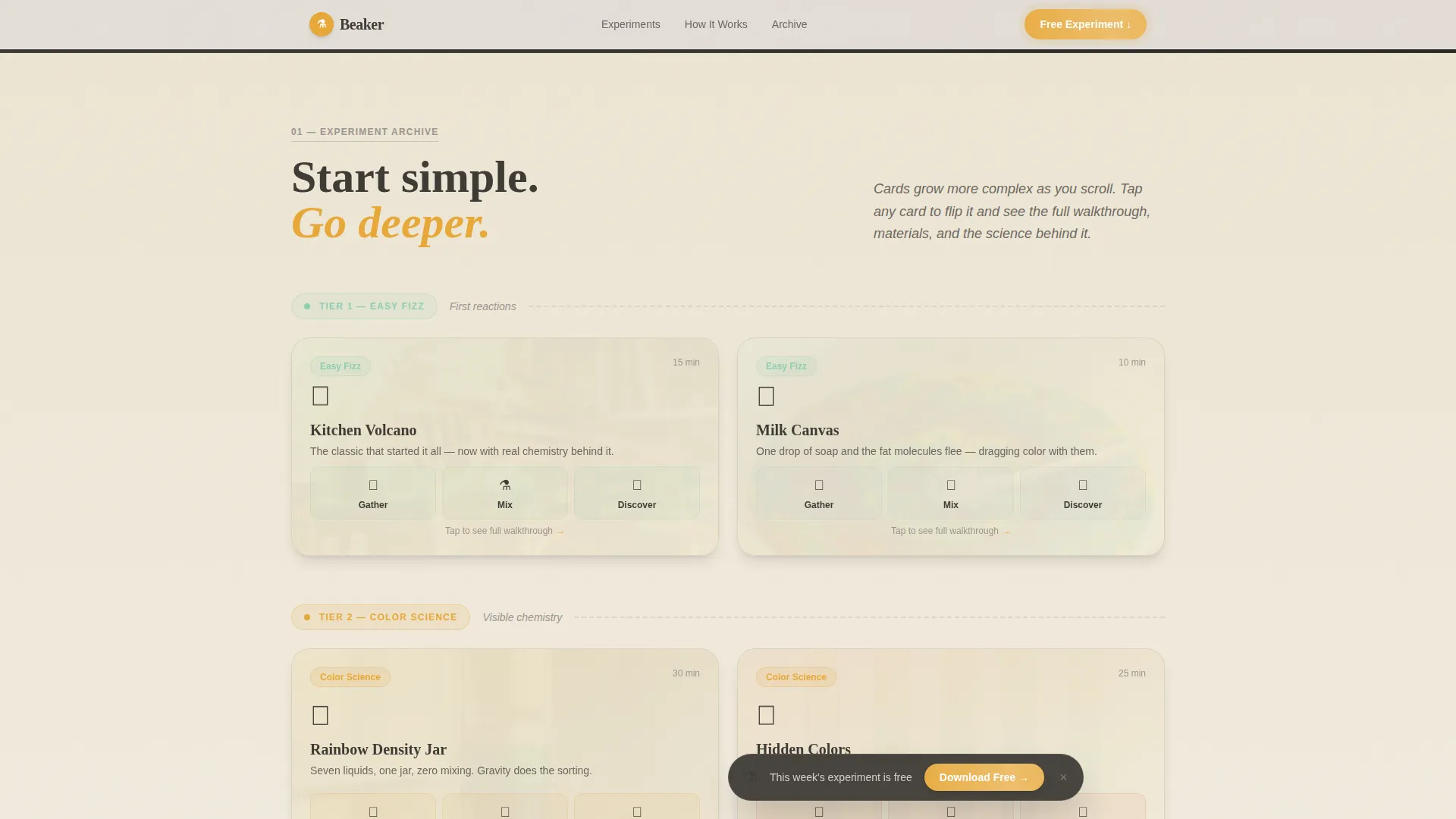 Kids Science Landing Page Template | Card Grid