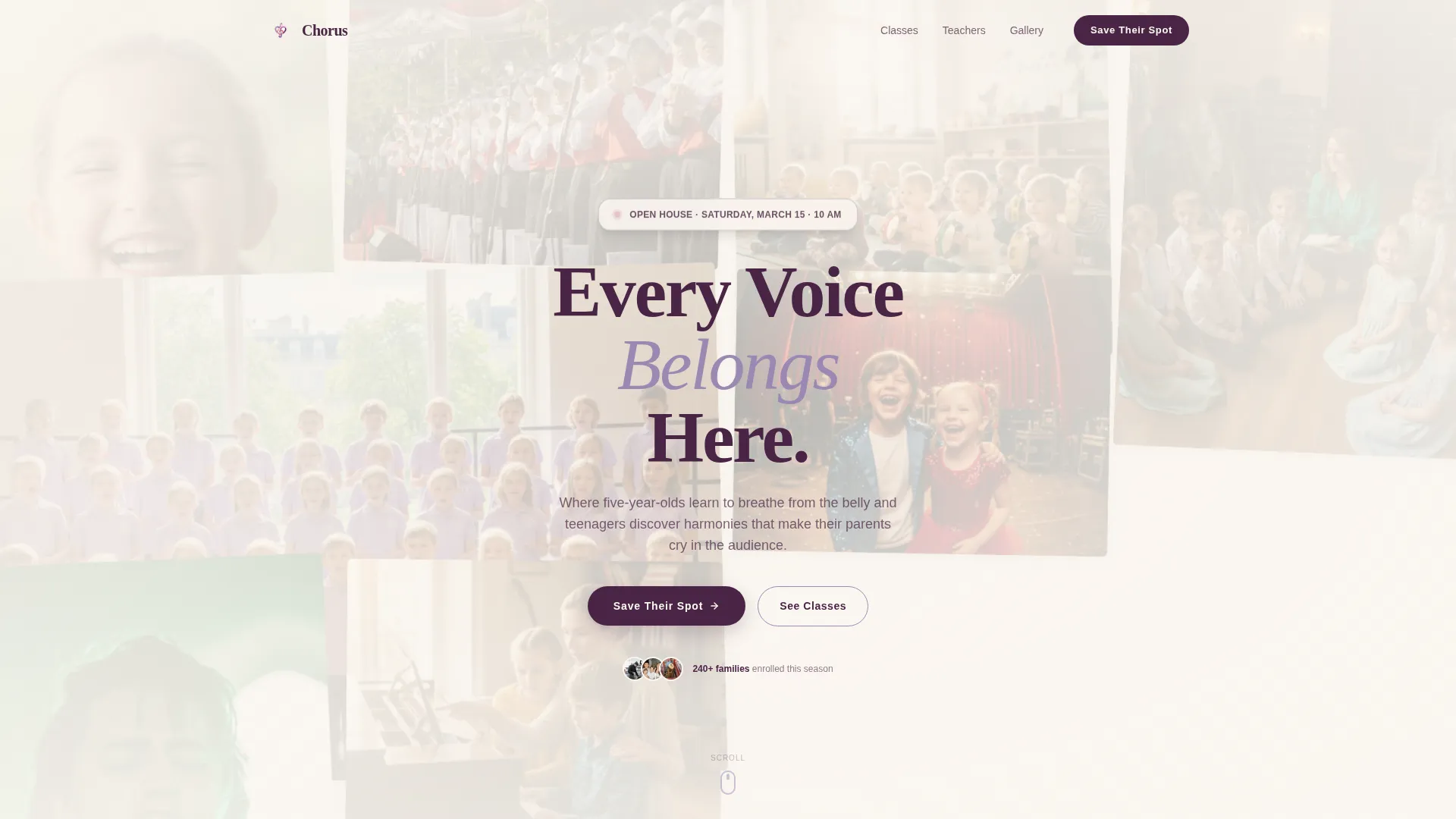 Kids Choir Academy Landing Page Template