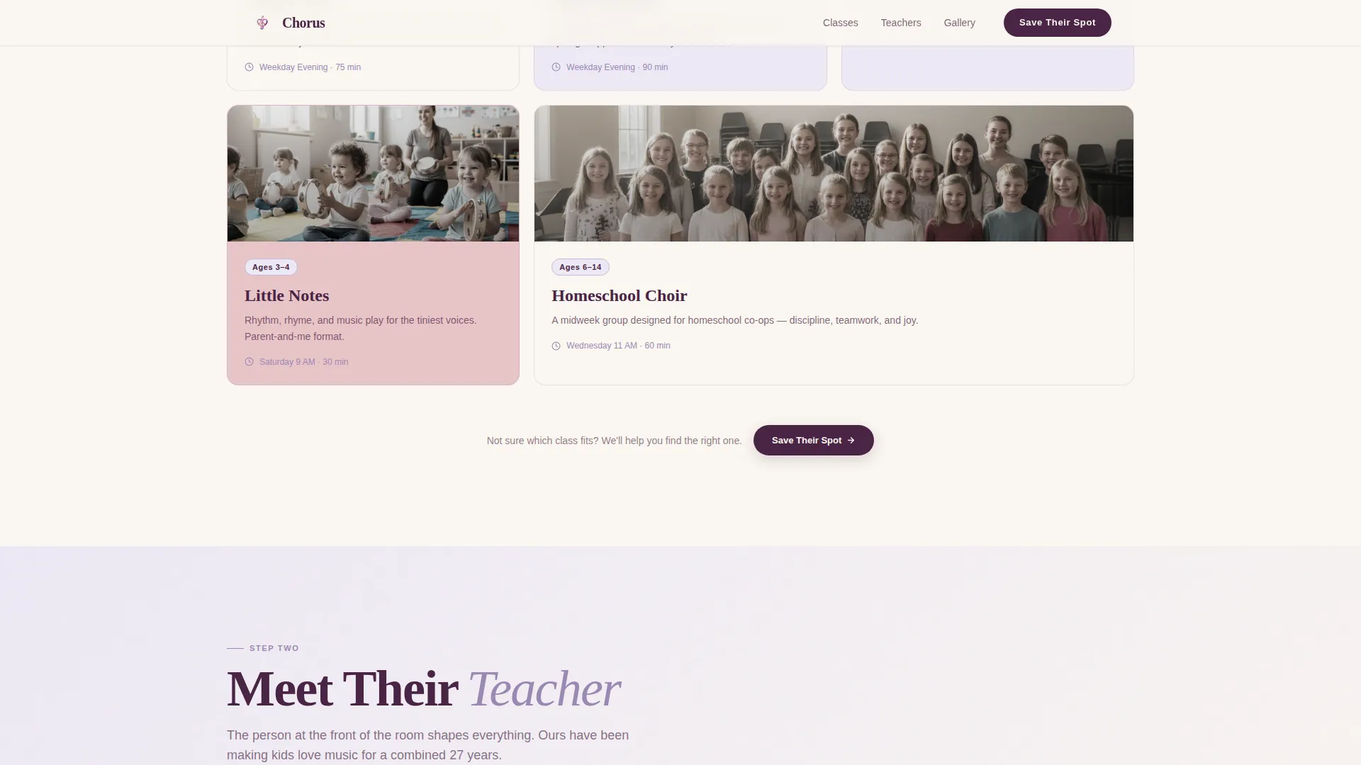 Kids Choir Academy Landing Page Template