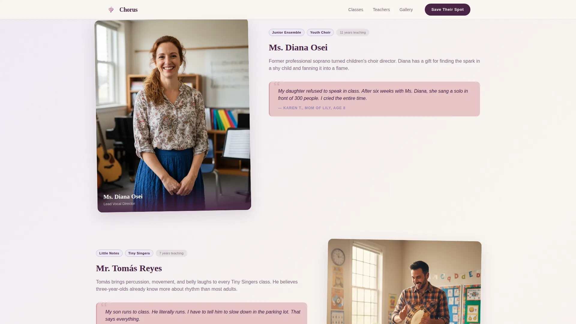 Kids Choir Academy Landing Page Template