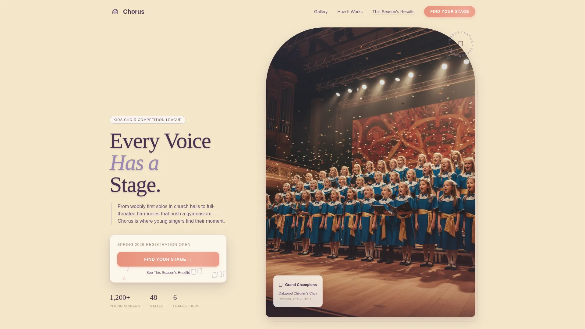 Kids Choir Competition League Landing Page Template