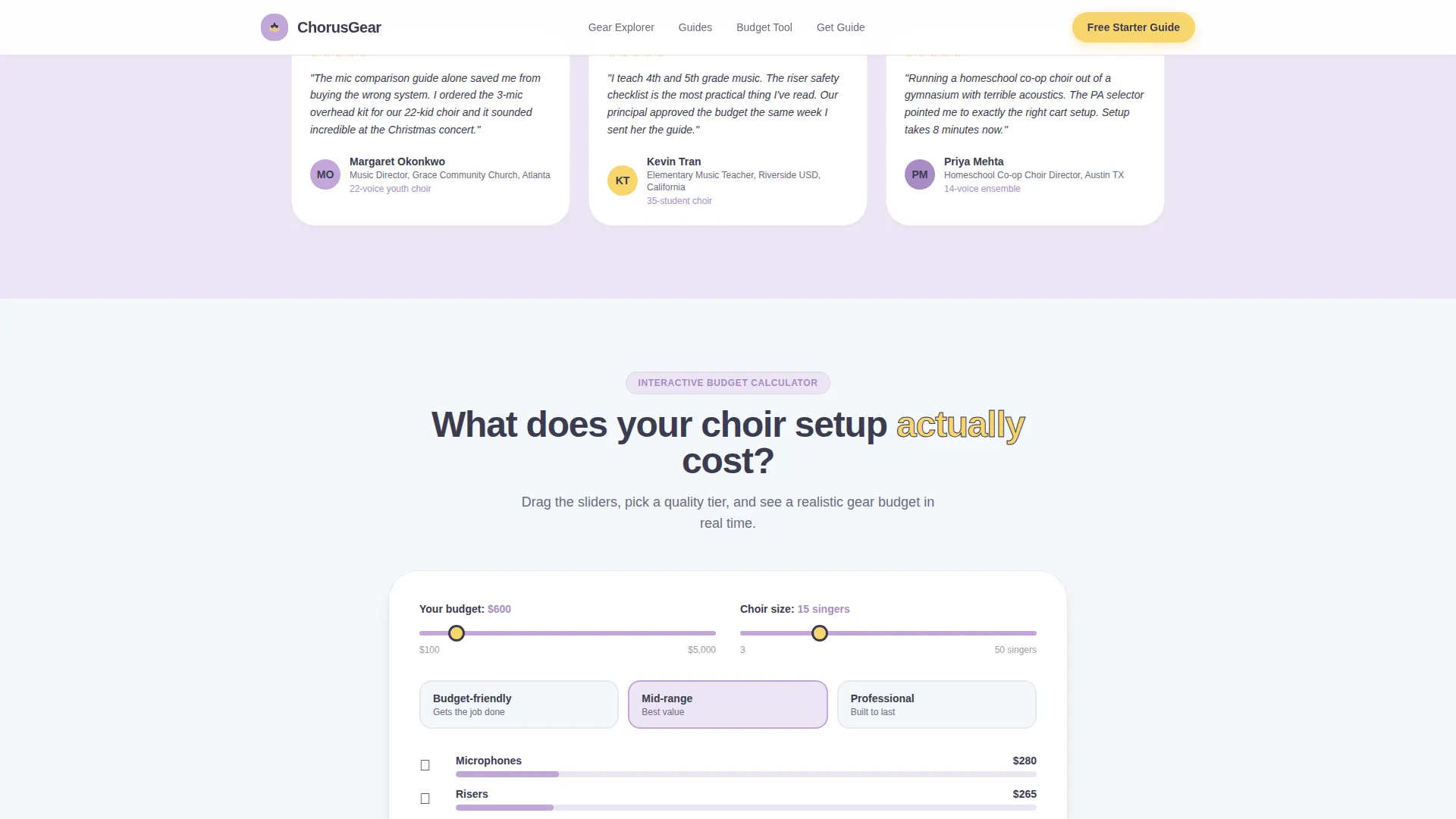 Kids Singing & Choir Cost Calculator Website Template