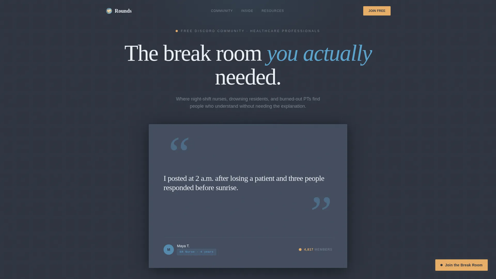 Healthcare Community Discord Landing Page Template